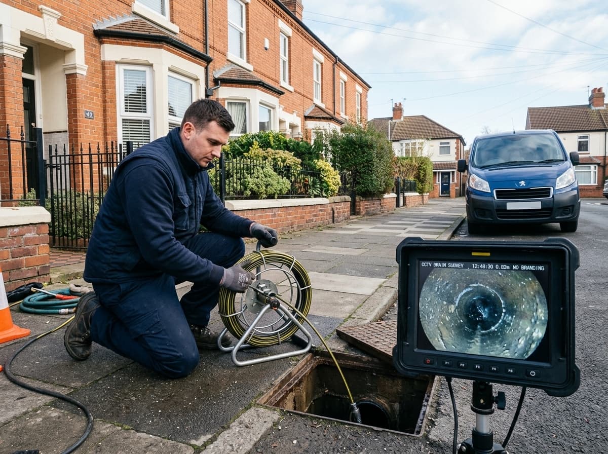 High-pressure water jetting clearing a blocked drain